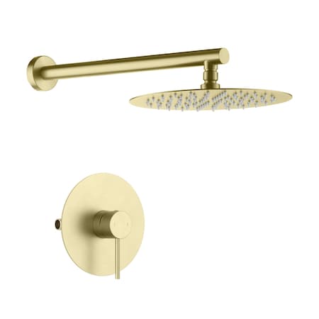 Kibi Circular Pressure Balanced Single Function Shower System with Rough In Valve - Brushed Gold KSF407BG